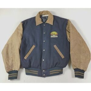 Vintage Walt Disney World Jacket Mens Small Blue Leather Varsity Animal Kingdom